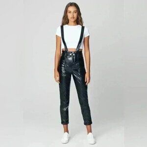 Blank NYC Other Worldly Overall Faux Leather Pants with Suspenders Size 28 NEW